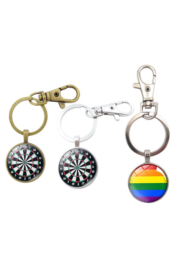 Multi Color Retro Keychains for Hanging Keys Durable Alloy Key Rings with Darts 2pcs