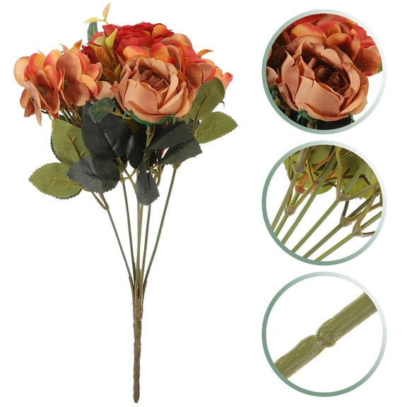 Phenofice Realistic Orange Silk Flower Bouquet for Indoor and Outdoor Home Decor, Decorative Floral Arrangement