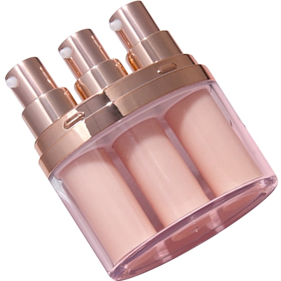 Phenofice 15ml Plastic Push Down Pump Dispenser with Three Tube Design for Cosmetics Liquid