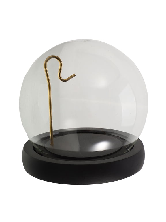 Pocket Watch Glass Dome Display Case with Wooden Base and Hanging Hook Clear Protection