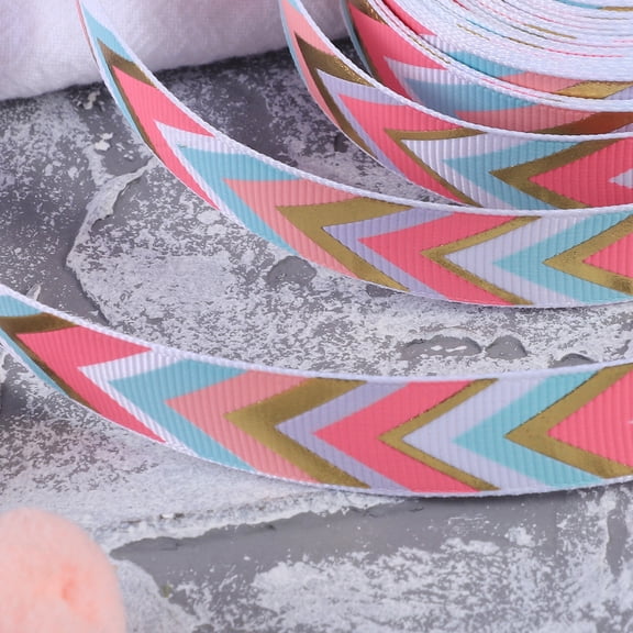 Phenofice Multi-Color Polyester Glitter Grosgrain Ribbon Roll with Printed Gradient Patterns for Crafting and Decoration Spool