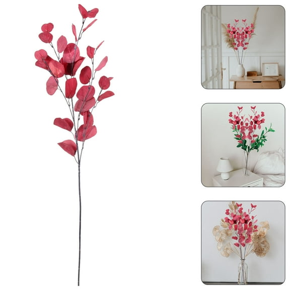 Phenofice Red Artificial Eucalyptus Stems 80X7Cm for Banquet and Festivals Photography Props 2Pcs