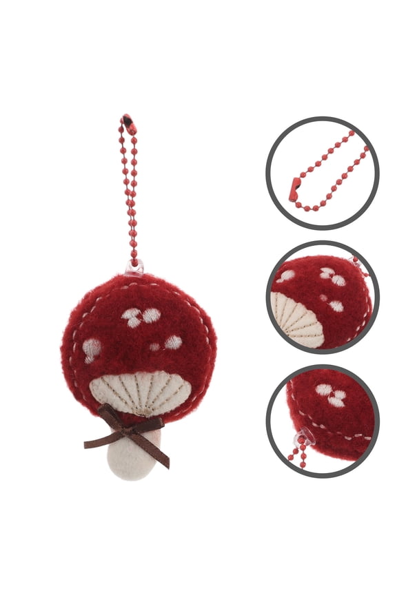 Red Plush Mushroom Keychain Cute Handmade Charm for Car Keys, Bag Accessories, and Decorative Purposes