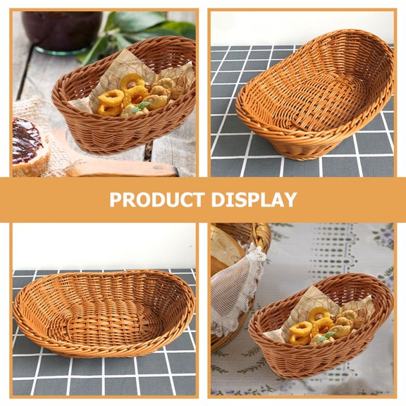Phenofice Set of 3 Rustic Woven Bread Baskets for Kitchen Storage, Decorative Serving Trays and Home Organization