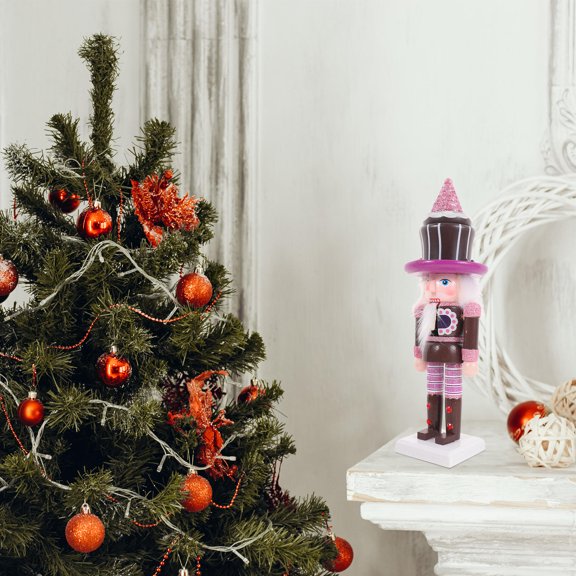 Phenofice Unique Purple Wooden Nutcracker Figurine for Festive Home and Office Decoration