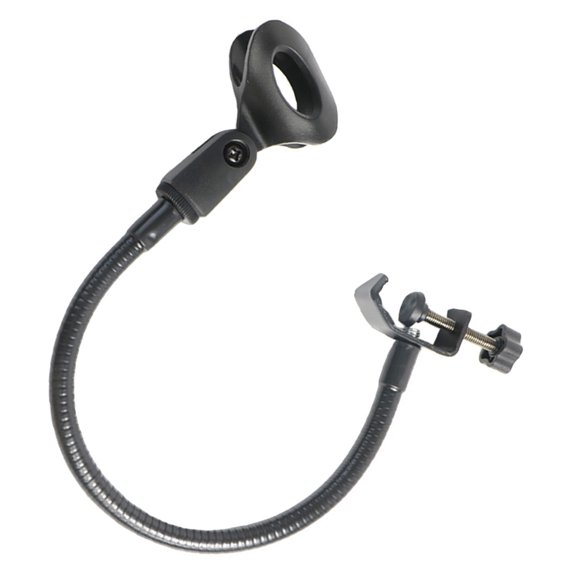 Phenofice Universal Black Microphone Storage Rack with Adjustable Rotatable Clamp and Detachable Design for Broadcasting