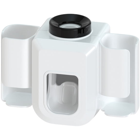 Phenofice White Wall-Mounted Toothbrush Holder with Toothpaste Dispenser for Bathroom Organization