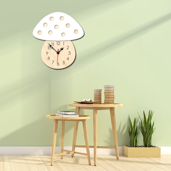Phenofice White Mushroom Wall Clock Hanging Clock for Home Decor Daily Use Accurate Time Keeping