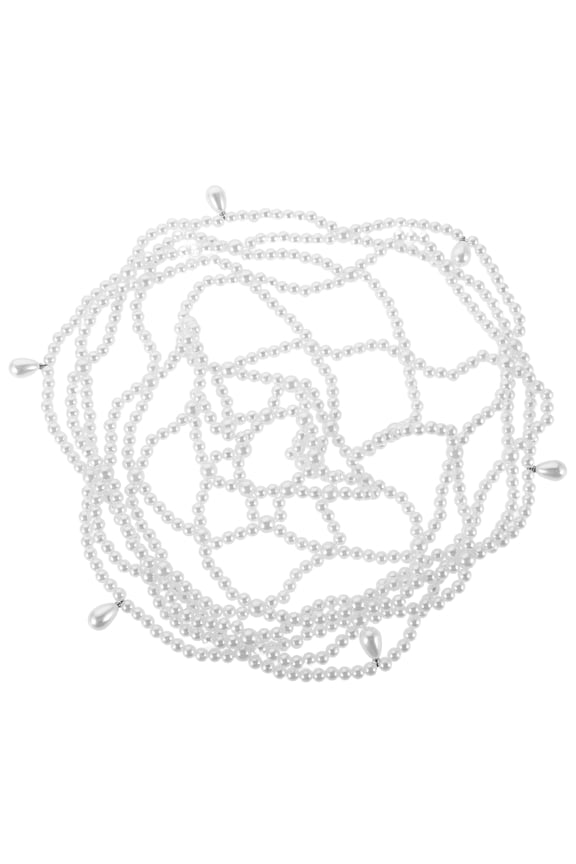 White Mesh Head Chain with Imitation Pearls for Wedding and Parties