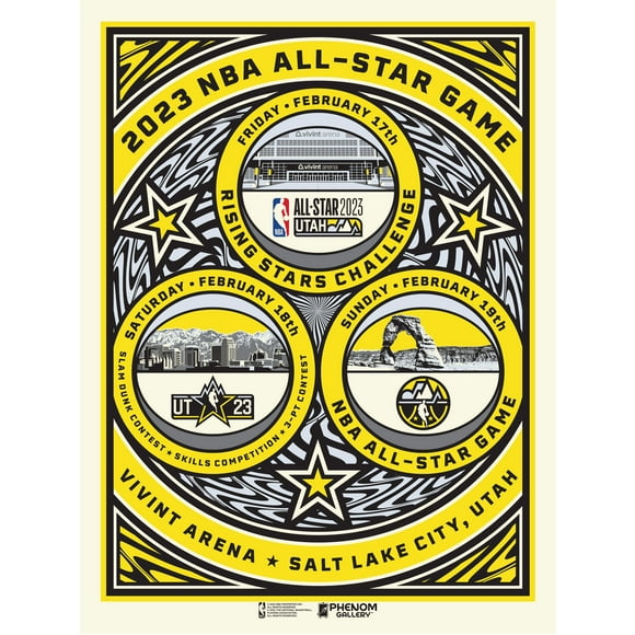 Phenom Gallery 18" x 24" 2023 NBA All-Star Game 4 Ball Concept Serigraph Print