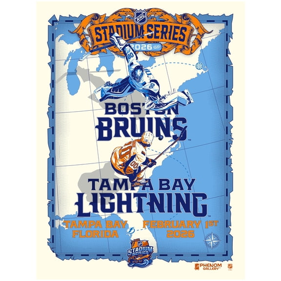 Phenom Gallery Boston Bruins vs. Tampa Bay Lightning 2026 NHL Stadium Series 18" x 24" Serigraph