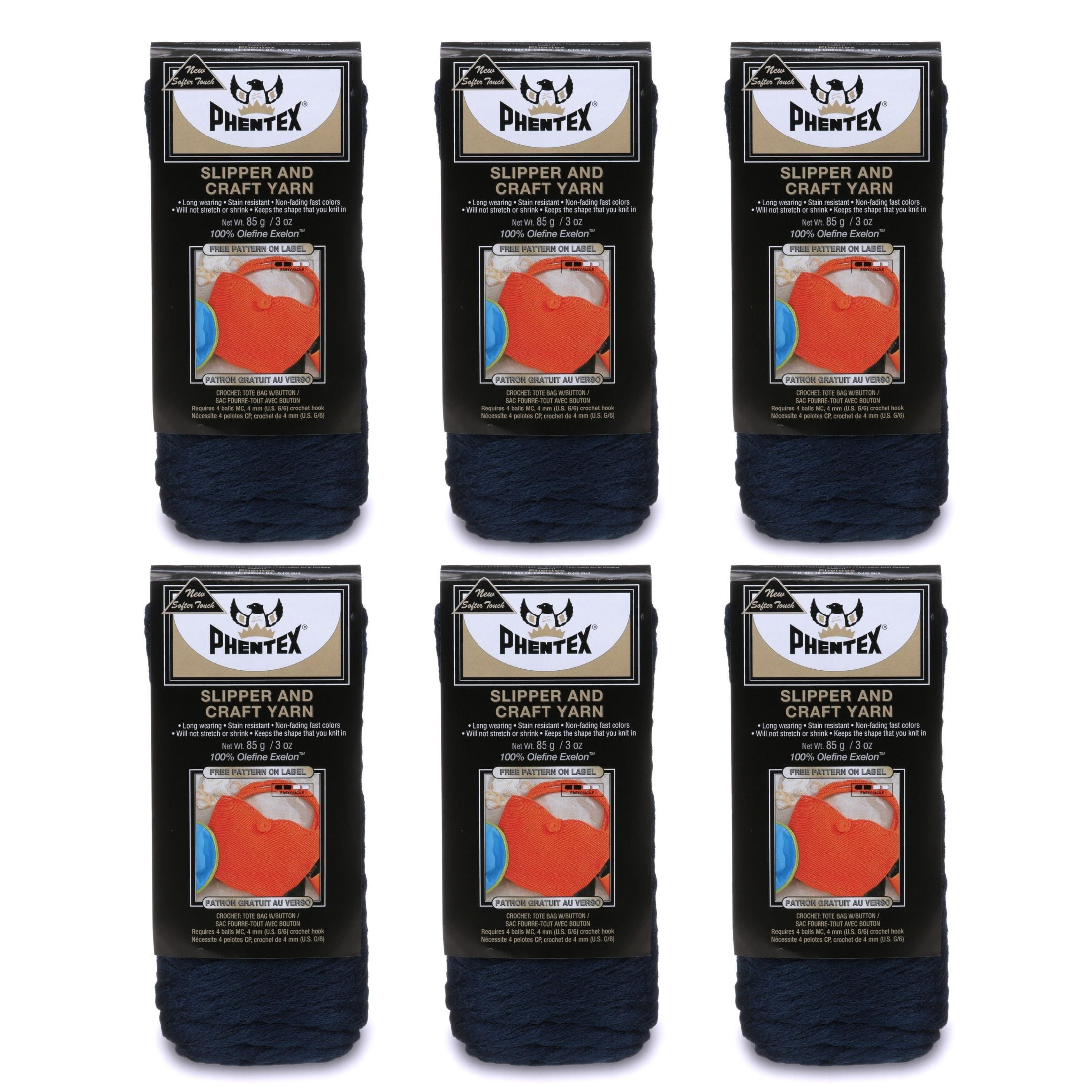Phentex Slipper and Craft 4 Medium Olefin Yarn Ultra Navy 3oz