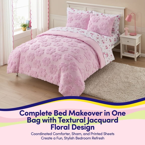 Pheobe Floral Kids Bedding Set Includes Printed Coordinated Sheet Set - Full
