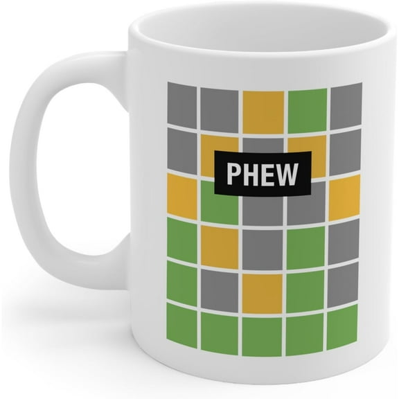 Phew Wordle Mug - Funny Wordle Lover Gift - Coffee Mug Inspired By Wordle - Funny Wordle Mug - Wordle Gift - Coworker Gift - Boss Gift - Gifts Idea For Birthday 11oz, White