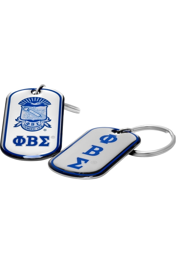 Phi Beta Sigma Epoxy Coated Dog Tag Key Ring [Silver - 2"]