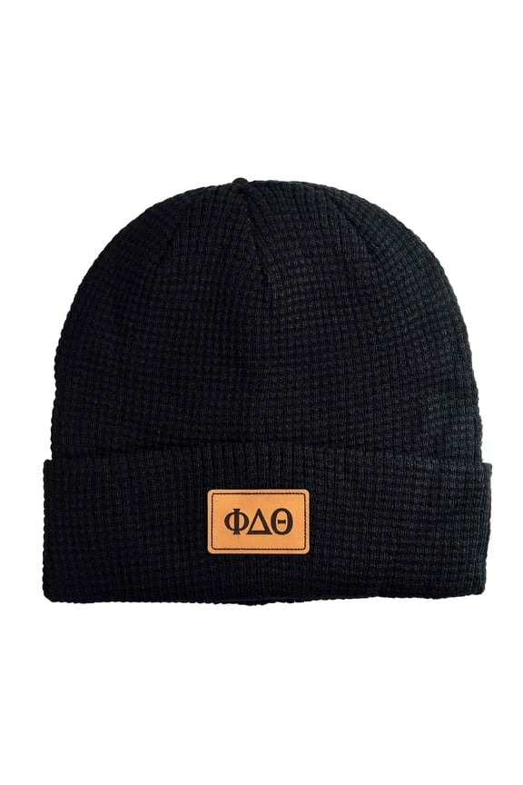 Phi Delta Theta Fraternity Hat, Black Winter Beanie Hat with Greek Letters Patch