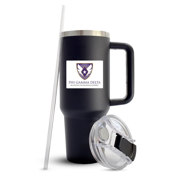 Phi Gamma Delta Fraternity 40oz Stainless Steel Tumbler with Handle - Quality Engraved, Insulated Tumbler for Fraternity Brothers