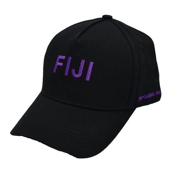 Phi Gamma Delta Fraternity Baseball Cap - Brushed Cotton 5-Panel Black Hat, Adjustable Size, Embroidered Greek Letters and Fraternity Name in Print