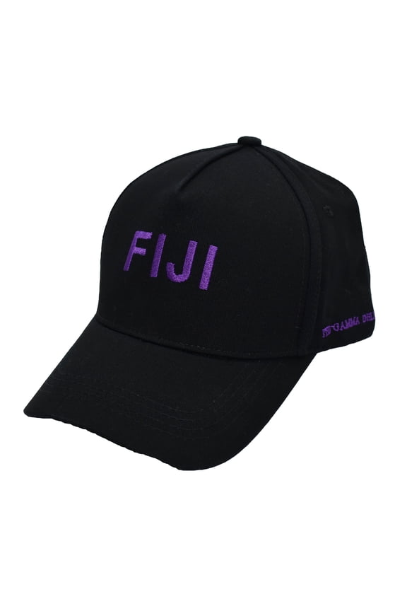 Phi Gamma Delta Fraternity Baseball Cap - Brushed Cotton 5-Panel Black Hat, Adjustable Size, Embroidered Greek Letters and Fraternity Name in Print