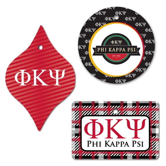 Phi Kappa Psi Ornament - Set of 3 Shapes; Circle, Rectangle, and Tapered