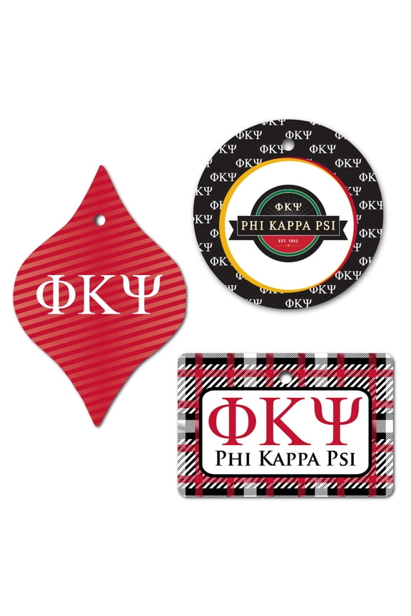Phi Kappa Psi Ornament - Set of 3 Shapes; Circle, Rectangle, and Tapered