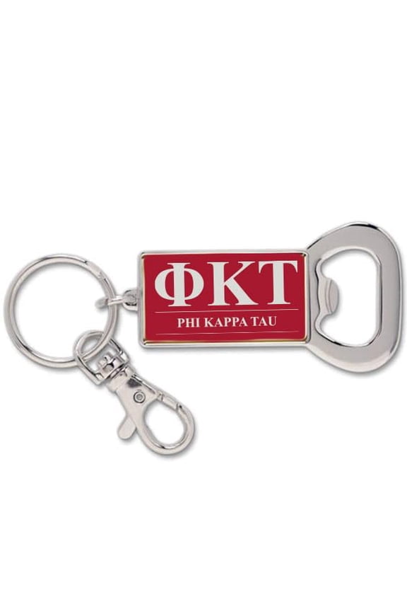 Phi Kappa Tau Fraternity Keychain - Flat Bottle Opener with Greek Letters and Fraternity Name in Official Colors, Phi Kappa Tau Keyring
