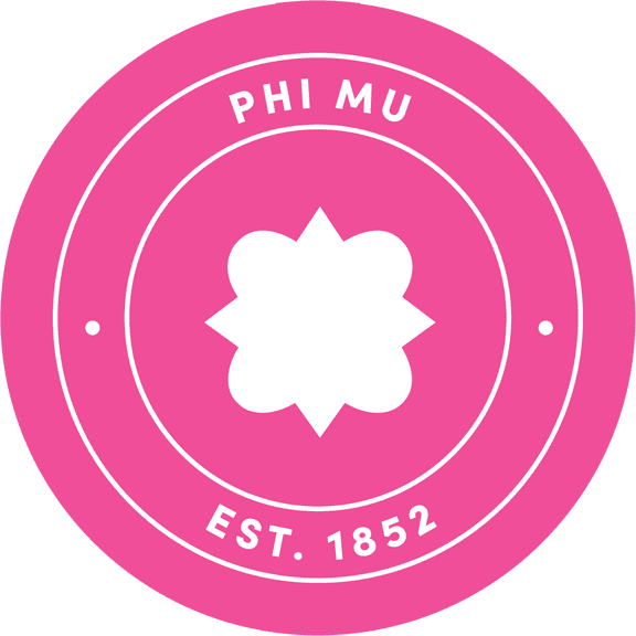 Phi Mu Car Decal Sticker - Officially Licensed Sorority Window Sticker, Full Color Circle Logo Design