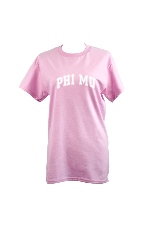 Phi Mu T-Shirt - Varsity Letter Sorority Tee, 100% Cotton, Size Large