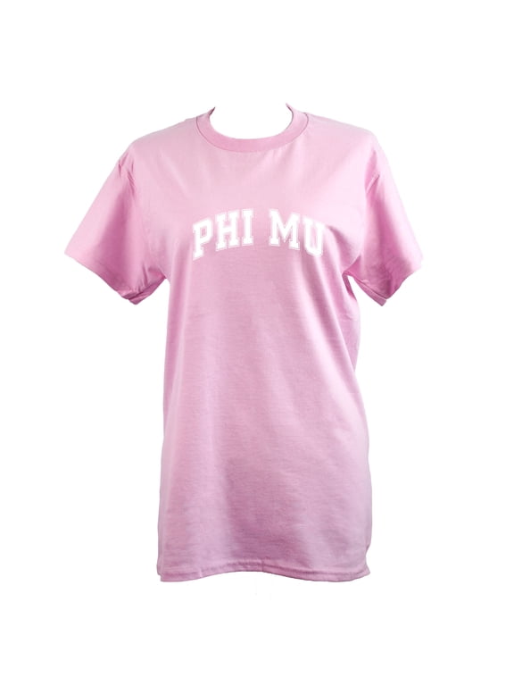 Phi Mu T-Shirt - Varsity Letter Sorority Tee, 100% Cotton, Size Medium