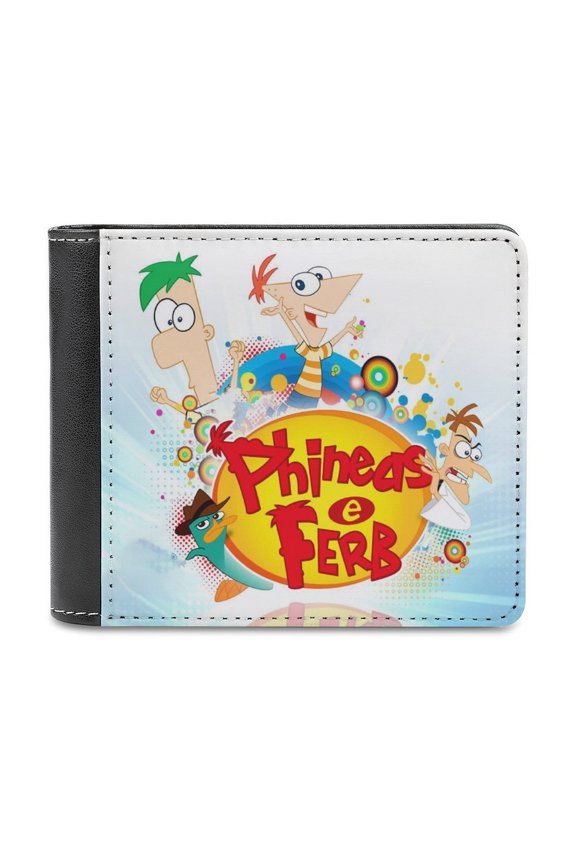 Phi-Neas Friend Ferb0 Wallet for Men Leather Purse Clutch Card Holders Travel Wallet Thin Money Bag Cash Case