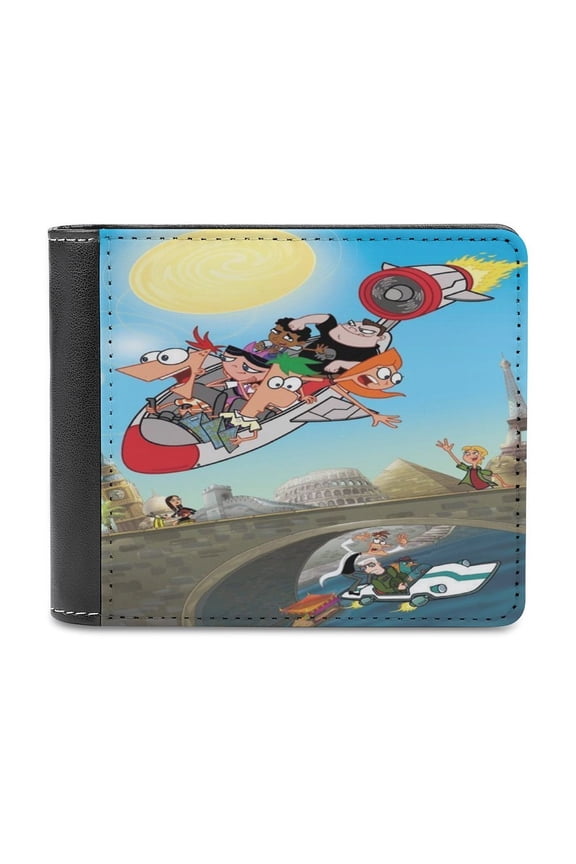 Phi-Neas Friend Ferb0 Wallet for Men Leather Purse Clutch Card Holders Travel Wallet Thin Money Bag Cash Case