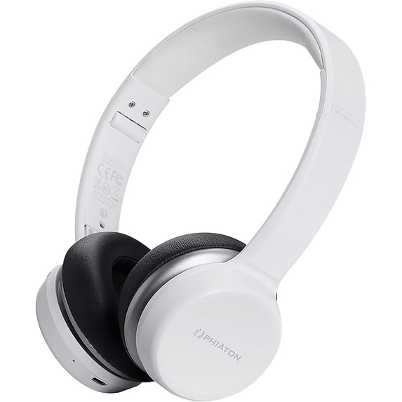 Phiaton BT 390 White On-Ear Wireless Bluetooth Foldable Headphones with Everplay-X
