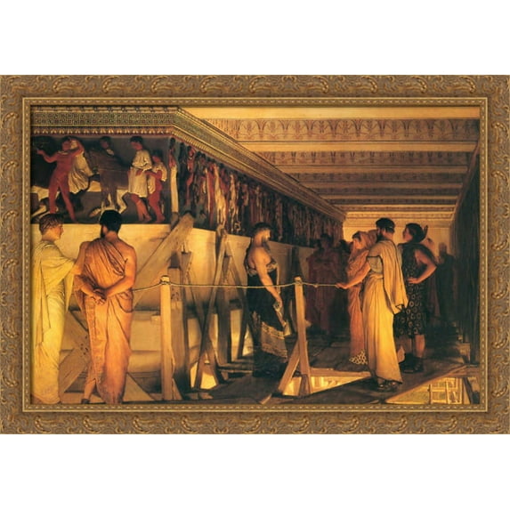 Phidias Showing the Frieze of the Parthenon to his Friends 40x28 Large Gold Ornate Wood Framed Canvas Art by Sir Lawrence Alma Tadema