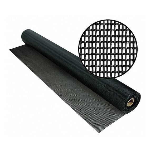 Replacement Screen, Polyester, 48 in W, 50 ft L, 0.025 in Wire Dia, Black 3004134