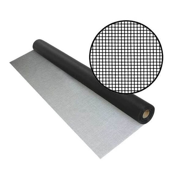 Replacement Screen, Fiberglass, 36 in W, 25 ft L, 0.008 in Wire Dia, Black