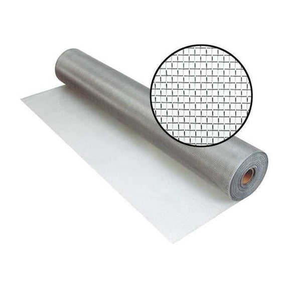 Door and Window Screen, Aluminum, 72 in W, 100 ft L, 0.01 in Wire Dia, Silver