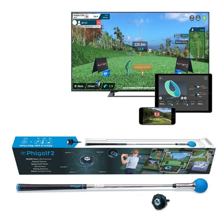 PHIGOLF Home Golf Game Simulator: Enjoy Interactive Golf with Motion Sensor & Swing Stick for Indoor & Outdoor Fun – 38,000+ Courses Worldwide, Compatible with Android, iOS, App & E6 Connect