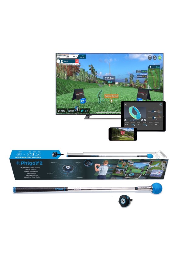 Home Golf Game Simulator: Enjoy Interactive Golf with Motion Sensor & Swing Stick for Indoor & Outdoor Fun 38,000+ Courses Worldwide, Compatible with Android, iOS, App & E6 Connect