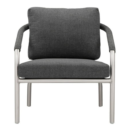 Phil 32 Inch Armchair, Slate Gray Rope Accent, Fade Resistant Cushions - Saltoro Sherpi