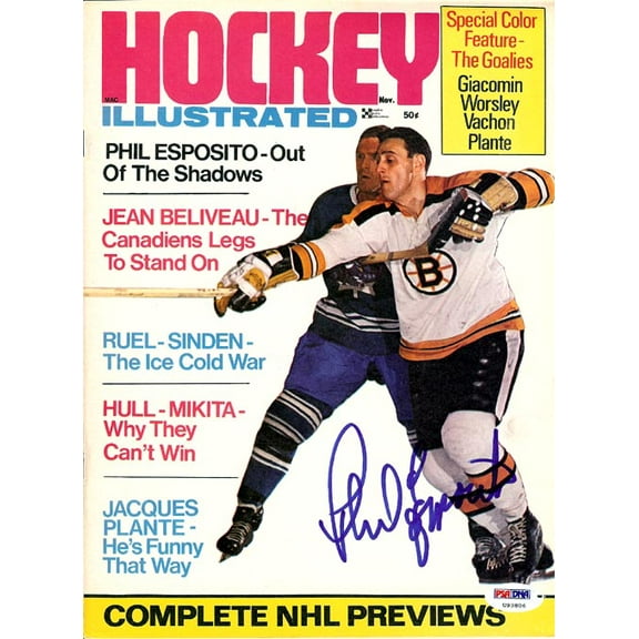 Phil Esposito Autographed Hockey Illustrated Magazine Cover Boston Bruins PSA/DNA #U93806