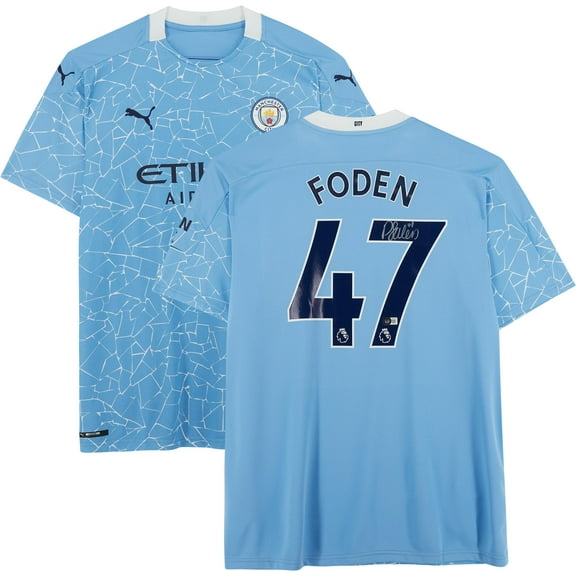 Phil Foden Manchester City Autographed Blue Puma 2020-21 Jersey - Fanatics Authentic Certified