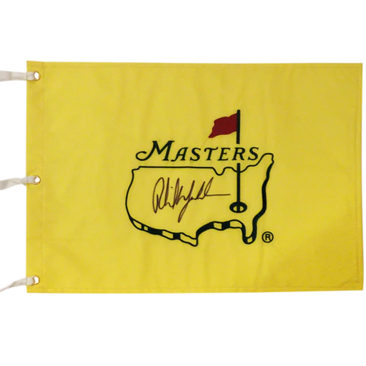 Phil Mickelson Autographed Undated Masters Golf Pin Flag JSA