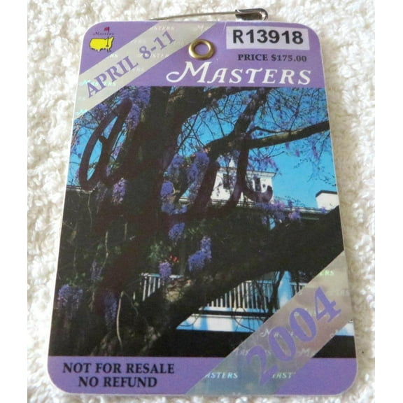 Phil Mickelson autographed 2004 Masters golf badge JSA