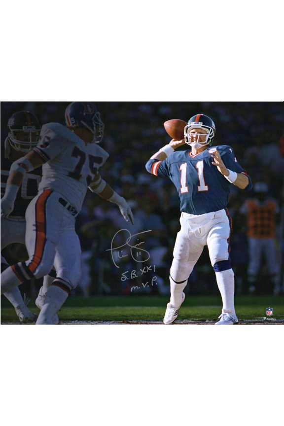 Phil Simms New York Giants Autographed 16" x 20" Super Bowl XXI vs. Broncos Photograph with "SB XXI MVP" Inscription - Fanatics Authentic Certified