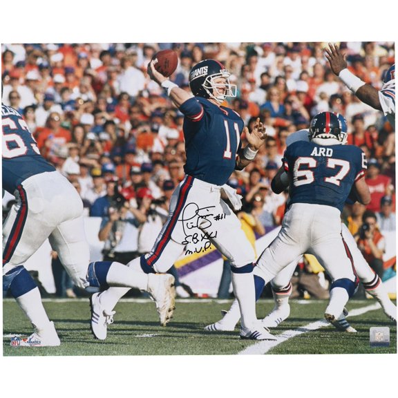 Phil Simms New York Giants Autographed 16" x 20" Throwing in Blue Photograph with "SB XXI MVP" Inscription - Fanatics Authentic Certified