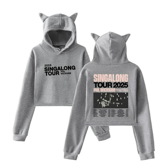 Phil Wickham 2025 Singalong Tour Short Hoodies Unique Cat Ear Sweatshirts Hip Hop Tops