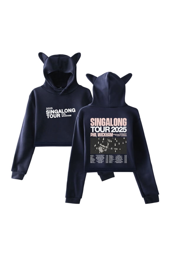 Phil Wickham 2025 Singalong Tour Short Hoodies Unique Cat Ear Sweatshirts Hip Hop Tops