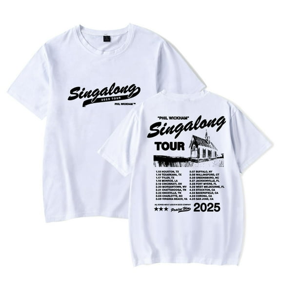 Phil Wickham 2025 Singalong Tour Tee Short Sleeve Crewneck T-shirt Casual Women Men Tops