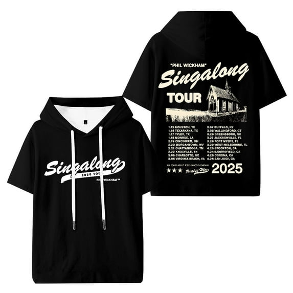 Phil Wickham Singalong Tour 2025 Hooded Short Sleeve Hip Hop Tops Fashion Hoodies