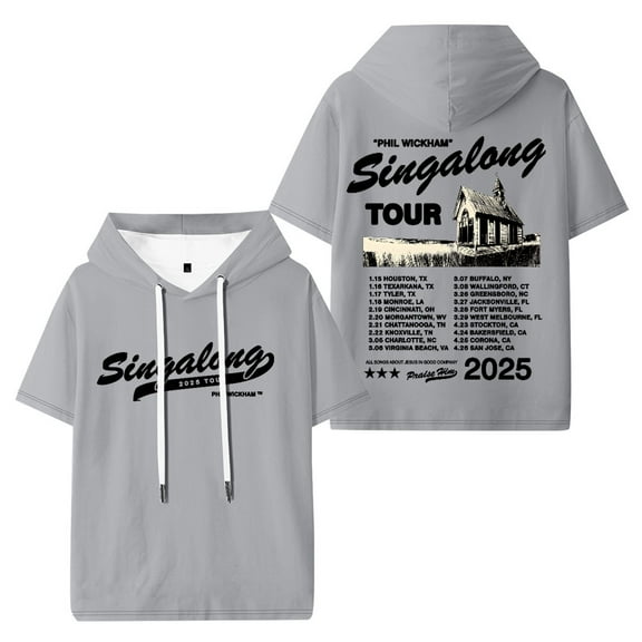 Phil Wickham Singalong Tour 2025 Hooded Short Sleeve Hip Hop Tops Fashion Hoodies